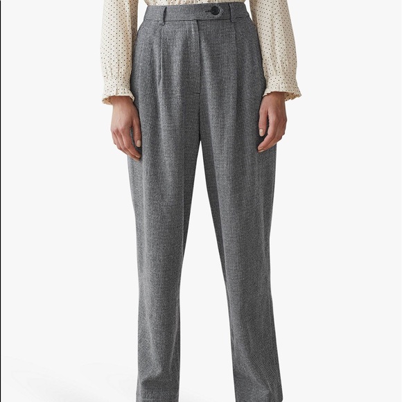 TOAST Pants - Toast Wool-Cotton Dogtooth Trousers, Black/Ecru